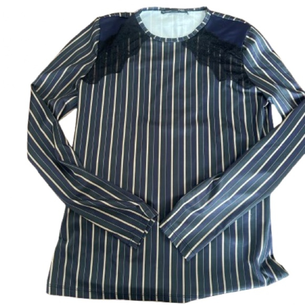 Zara Striped Top with Lace Detail